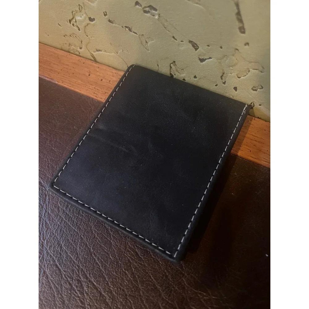 Vintage Leather Horse Horseshoe Embroidered Black Bifold Wallet Western Cowboy